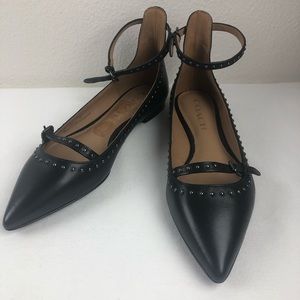 Coach Jody Black Leather Ankle Flats Sz 5